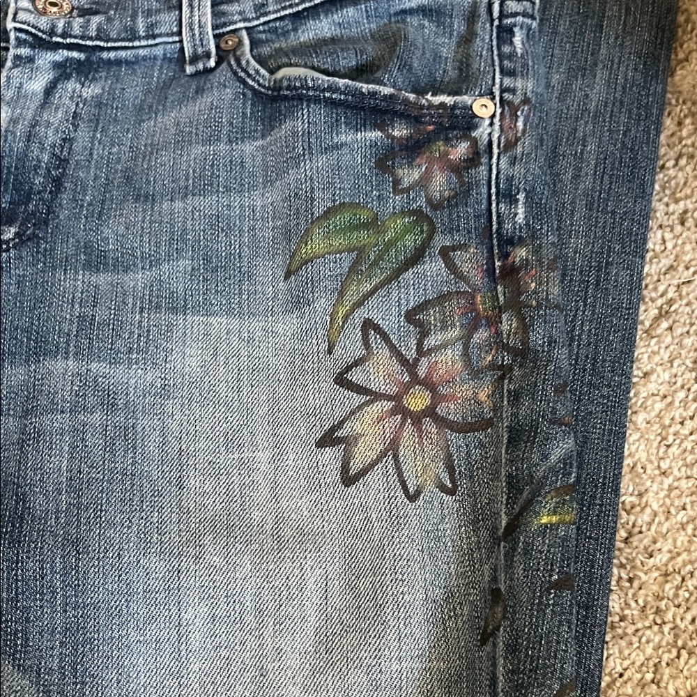 Embroidered Floral Straight Leg Jeans - Picture 4 of 9